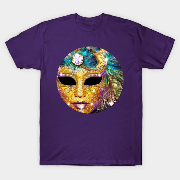 Golden Carnival Mask T-Shirt by AnnArtshock